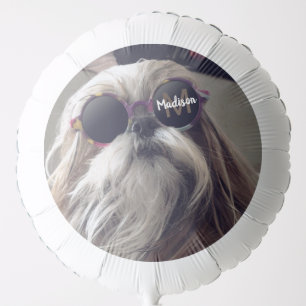 Cool Shih Tzu vintage retro glasses Photo Monogram Balloon