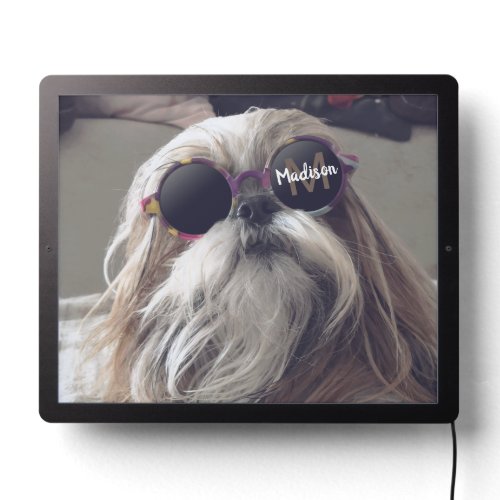 Cool Shih Tzu vintage retro glasses Photo Monogram LED Sign