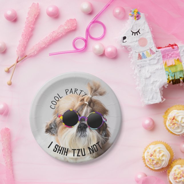 Cool Shih Tzu you Not fun cute Sunglasses Party Paper Plates (Party)