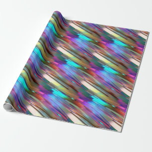 Cool Shiny Colorful Chrome Blue Green Gold Pattern Wrapping Paper