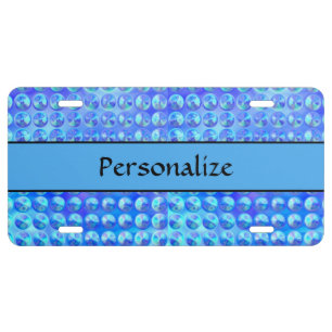 Cool Shiny Glass Blue Buttons License Plate