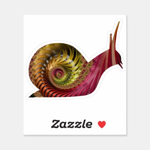 Cool Shiny Red and Gold Spiral Fractal Snail Sticker