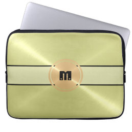 Cool Shiny Stainless Steel Metal and Gold Button 6 Laptop Sleeve