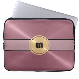 Cool Shiny Stainless Steel Metal and Gold Button 9 Laptop Sleeve