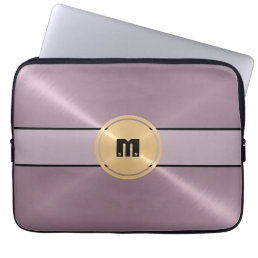 Cool Shiny Stainless Steel Metal and Gold Button Laptop Sleeve