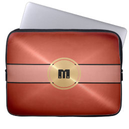 Cool Shiny Stainless Steel Metal and Gold Button Laptop Sleeve