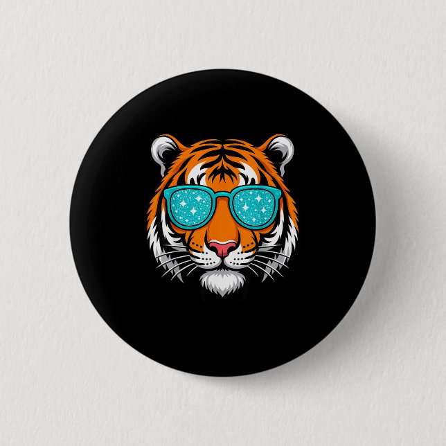 Cool Shirts For Boys Kids, Funny Tiger Sungles  Button (Front)