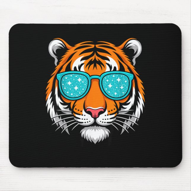 Cool Shirts For Boys Kids, Funny Tiger Sungles  Mouse Pad (Front)