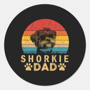 Cool Shorkie Dad Dog Lovers Paw Print Fathers Day Classic Round Sticker
