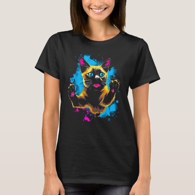 Cool Siamese Cat T-Shirt (Front)