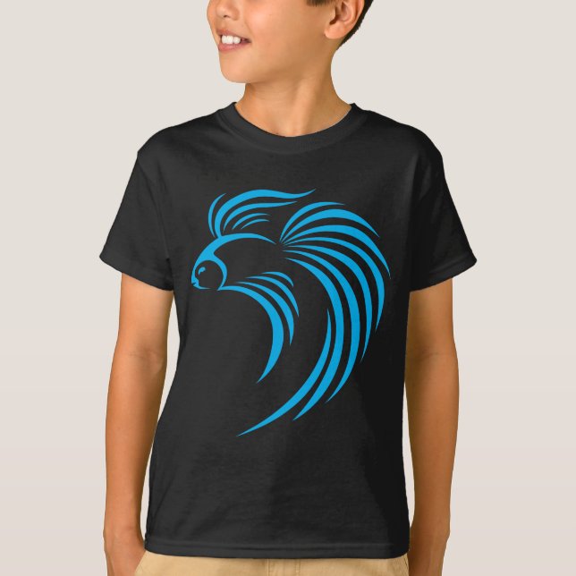 Cool Siamese Fish Swish Logo Icon Style T-Shirt (Front)