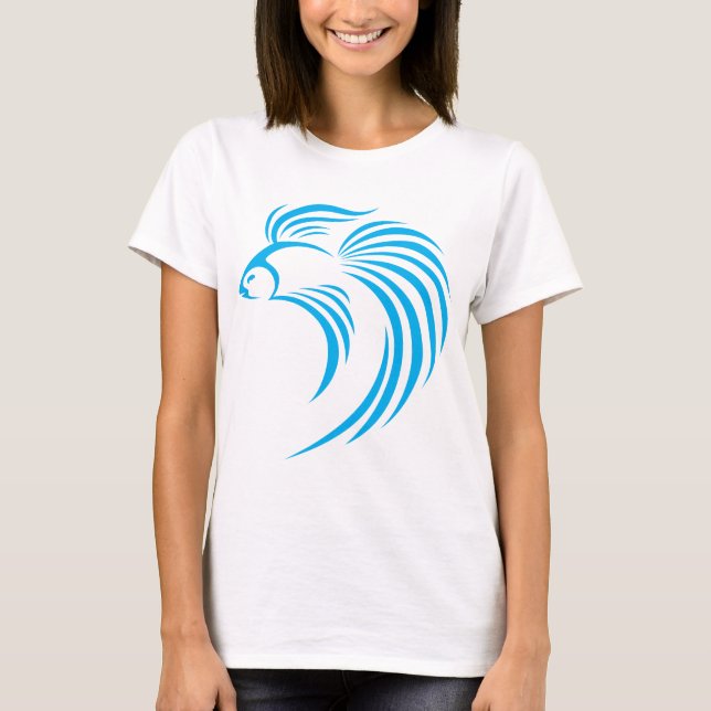 Cool Siamese Fish Swish Logo Icon Style T-Shirt (Front)