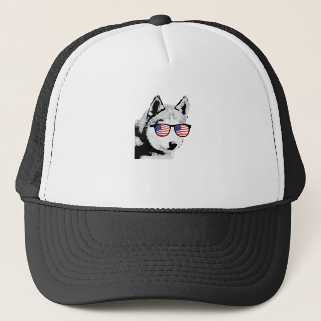 Cool Siberian Husky Dog Trucker Hat (Front)