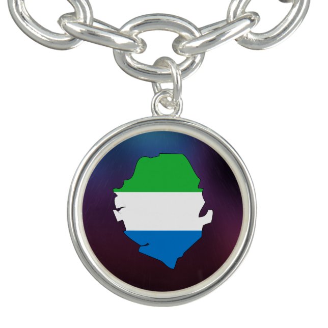 Cool sierra leone Flag Map Charm Bracelet (Design)