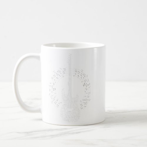 Cool Silhouette Of A Guitar Made Of Music Clef  Coffee Mug