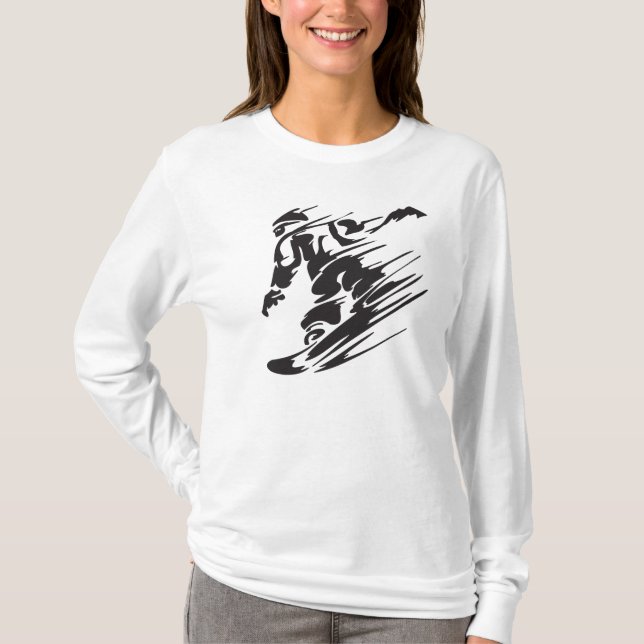 Cool Silhouette Snowboard Mountain T-Shirt (Front)