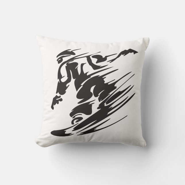 Cool Silhouette Snowboarding Mountain Pillow (Front)