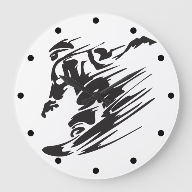 Cool Silhouette Snowboarding Mountain Wall Clock (Front)