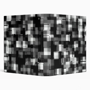 COOL Silver Black White Abstract Plaid 3 Ring Binder