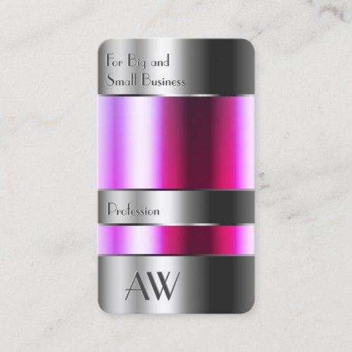 Cool Silver Box Pink Purple Liquids with Monogram Business Card