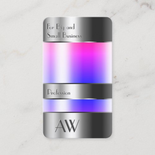 Cool Silver Box with Pink Blue Fluids and Monogram Business Card