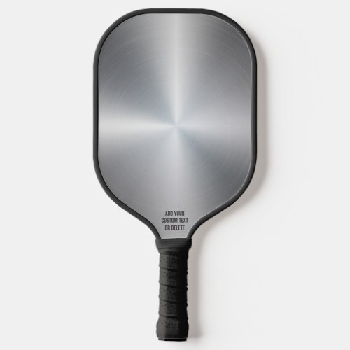 Cool Silver Brushed Metal Design Personalized Text Pickleball Paddle