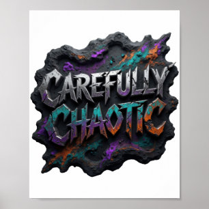Cool Silver CAREFULLY CHAOTIC Artistic Motif Poster