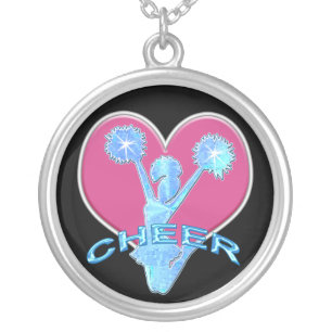 Cool Silver Cheerleading Necklaces with Heart