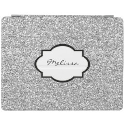 Cool Silver glitter bling sparkling monogram name iPad Smart Cover