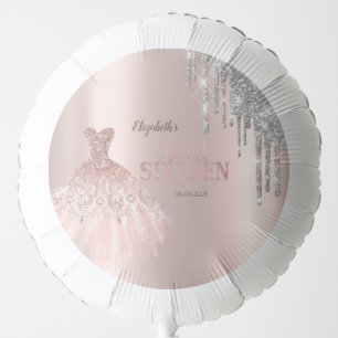 Cool Silver Glitter Drips,Dress Rose Gold Rose Gol Balloon