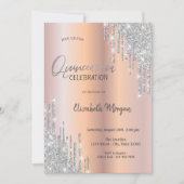 Cool Silver Glitter Drips Quinceañera  Invitation (Front)
