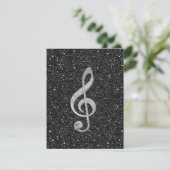 Cool silver glitter shining effects treble clef (Standing Front)