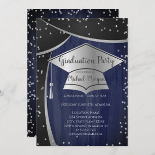 Cool Silver Graduation Cap,Diamonds Graduation Invitation
