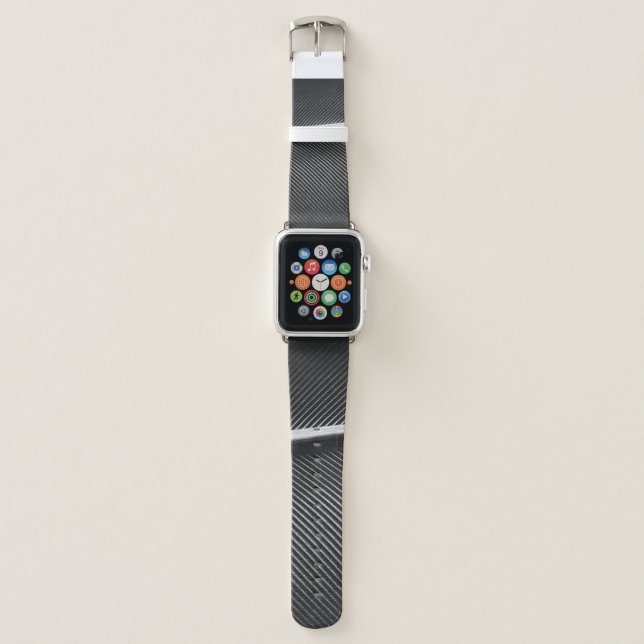 Cool silver gray elegant texture geometric lines apple watch band (Front)
