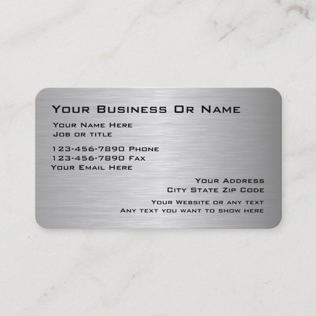 Cool Silver Metallic Businesscards Business Card (Front)