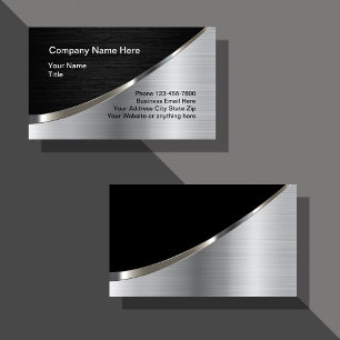 Cool Silver Metallic Look Construction Business Ca Business Card