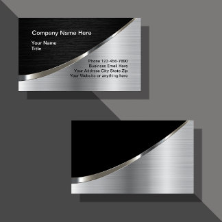 Cool Silver Metallic Look Construction Business Ca Business Card