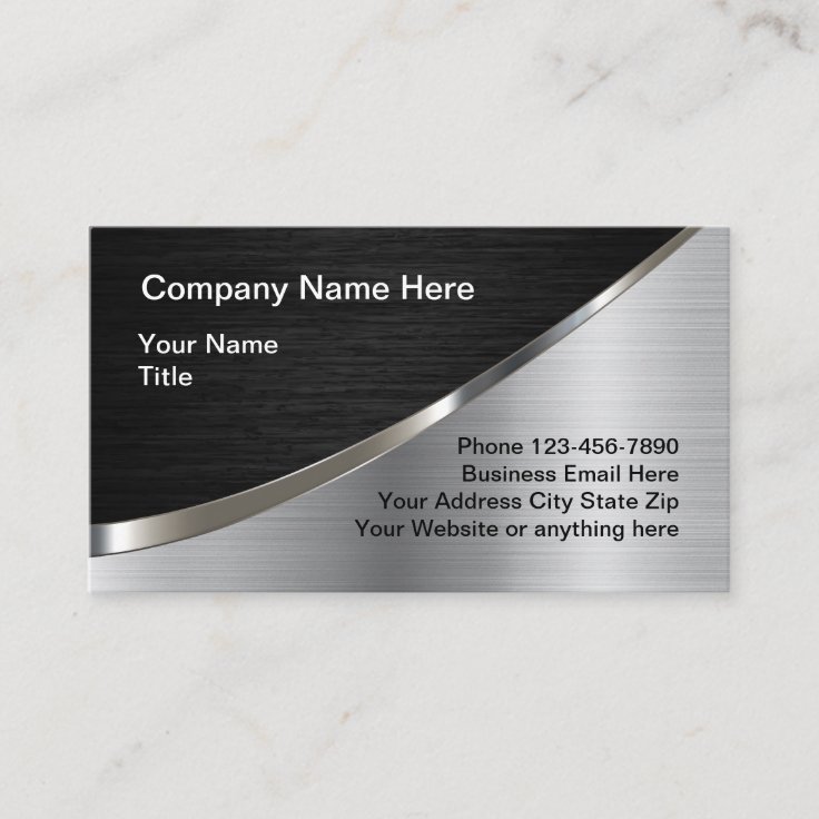 Cool Silver Metallic Look Construction Business Card | Zazzle