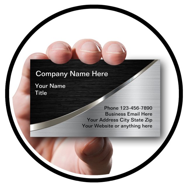 Cool Silver Metallic Look Construction Business Card