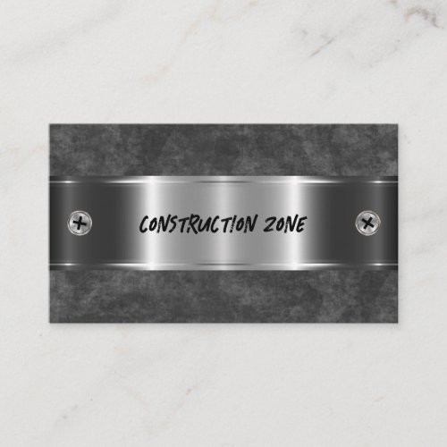 Cool Silver Metallic Look Construction Theme Business Card