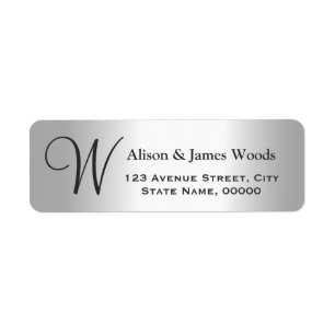 Cool Silver Metallic Look for Monogram Wedding Label