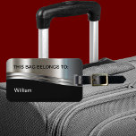 Cool Silver Metallic Look Monogram Luggage Luggage Tag at Zazzle