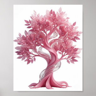 Cool Silver PINK TREE Poster