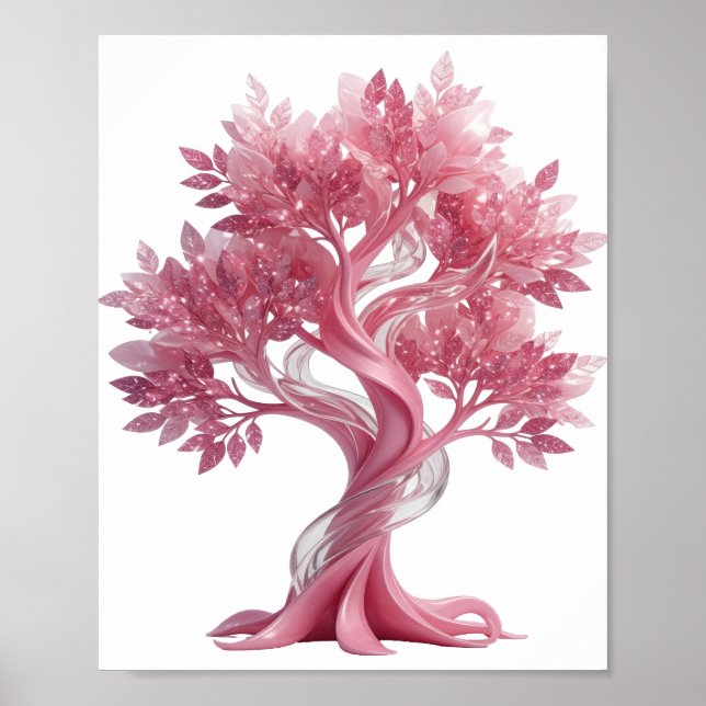 Cool Silver PINK TREE Poster (Front)