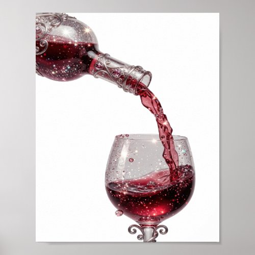 Cool Silver RED WINE Poster