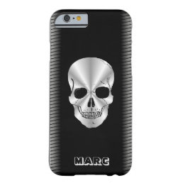 Cool Silver Skull And Black Metal Barely There iPhone 6 Case