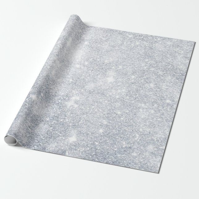 Cool Silver Sparkly Template Best Elegant Modern Wrapping Paper (Unrolled)