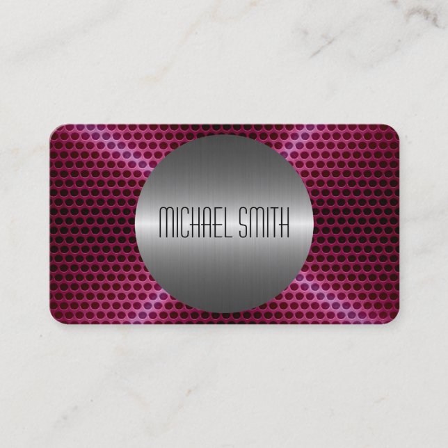 Cool Silver Stainless Steel Metal Hole Business Card (Front)