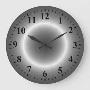 Cool Silver Stainless Steel Metal Large Clock