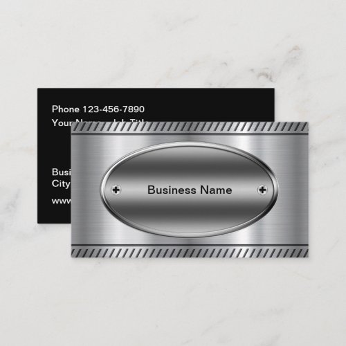 Cool Silver Tone Faux Metallic Business Card
